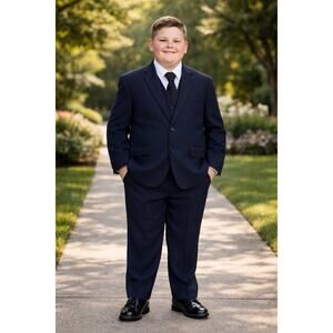 NEW Boys First Holy Communion Suit  Size 10H - Navy 5 Piece w/Garment Bag